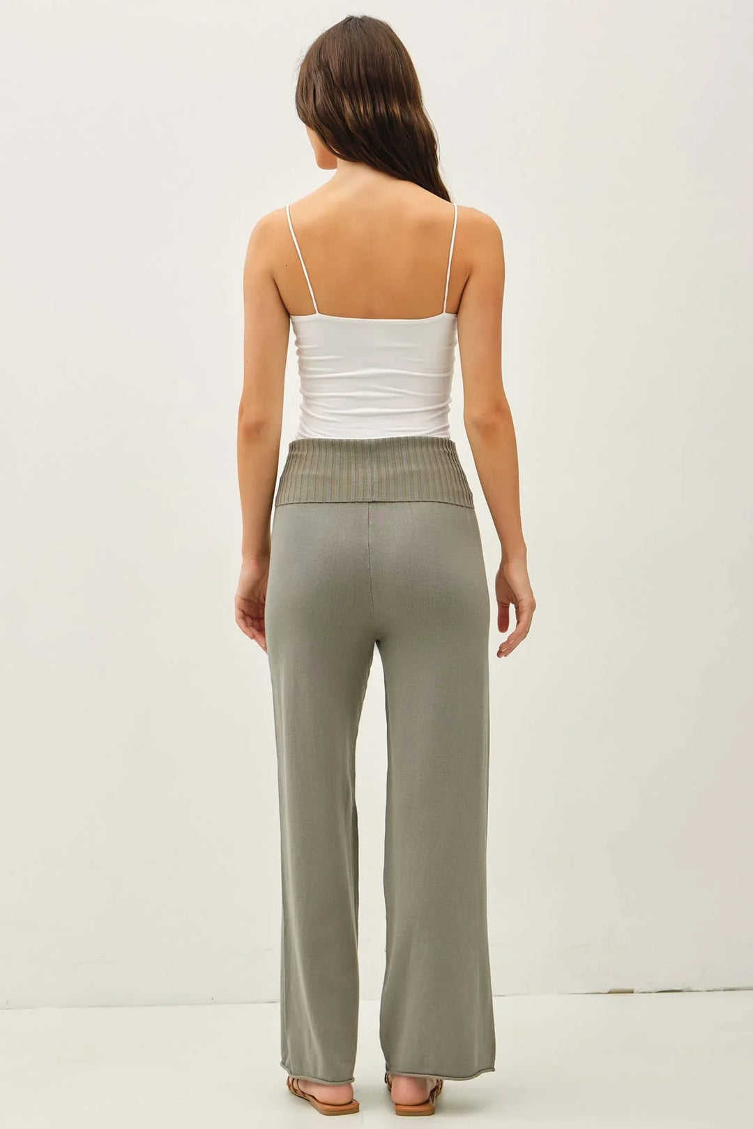 FINE KNIT FOLD OVER RIBBED WAIST SWEATER PANTS