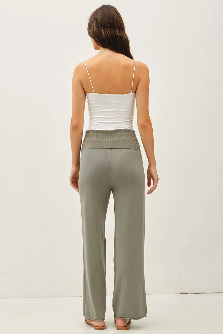 FINE KNIT FOLD OVER RIBBED WAIST SWEATER PANTS
