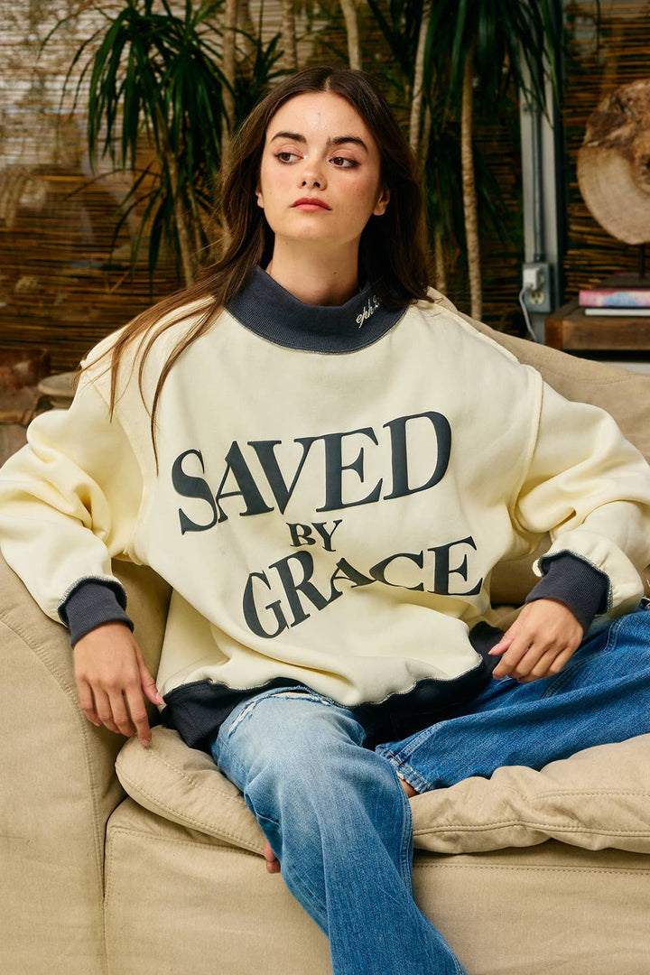 Saved by Grace Puff Print Sweatshirt