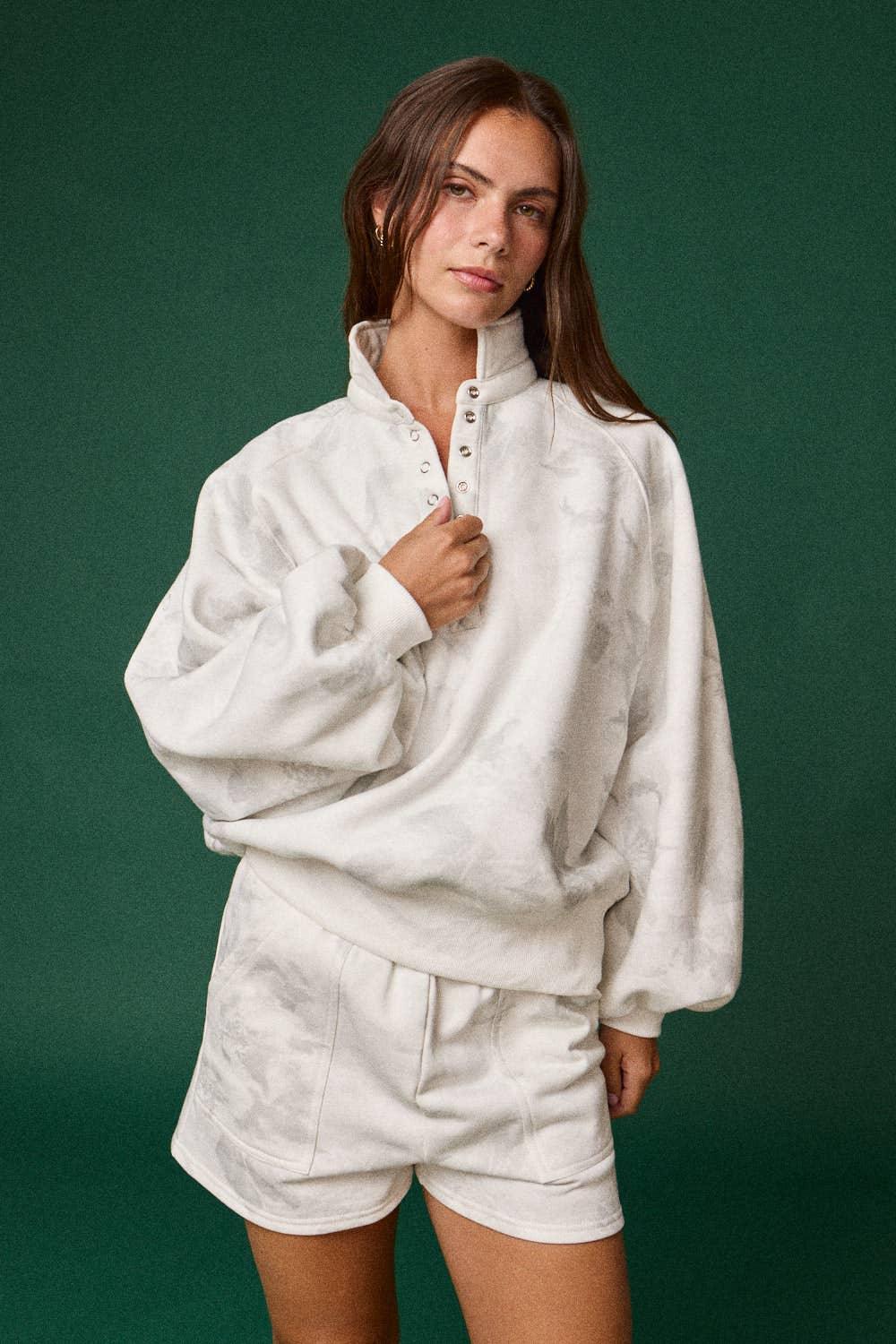 FLORAL PIPER SNAP BUTTON COLLARED SWEATER