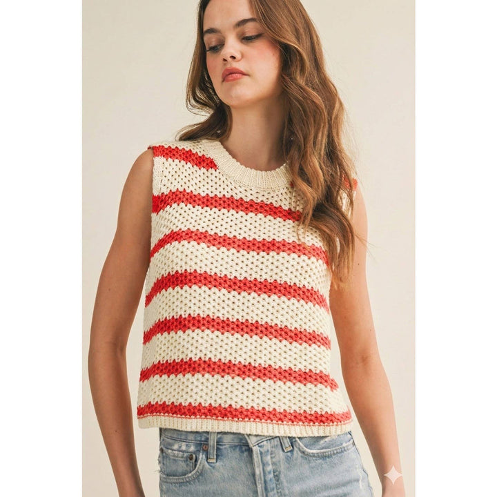 Waffle Weave Daydream Stripe Knit Vest