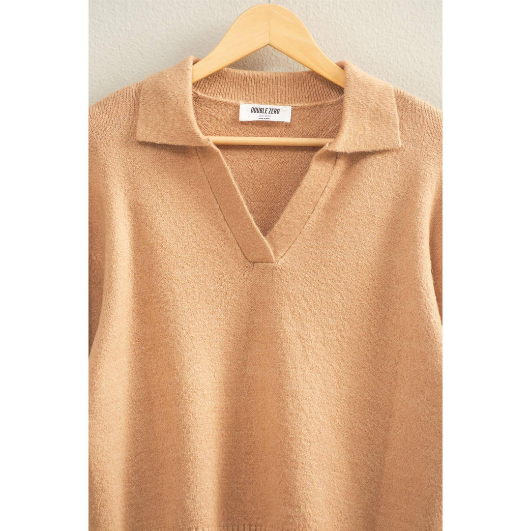 Women's Sweaters - Collared V Neck Sweater - - Cultured Cloths Apparel