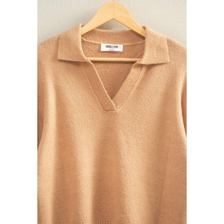 Women's Sweaters - Collared V Neck Sweater - - Cultured Cloths Apparel