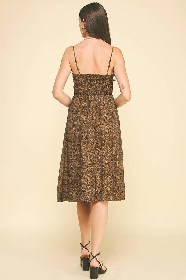 Women's Dresses - LEOPARD PRINT MIDI DRESS - - Cultured Cloths Apparel