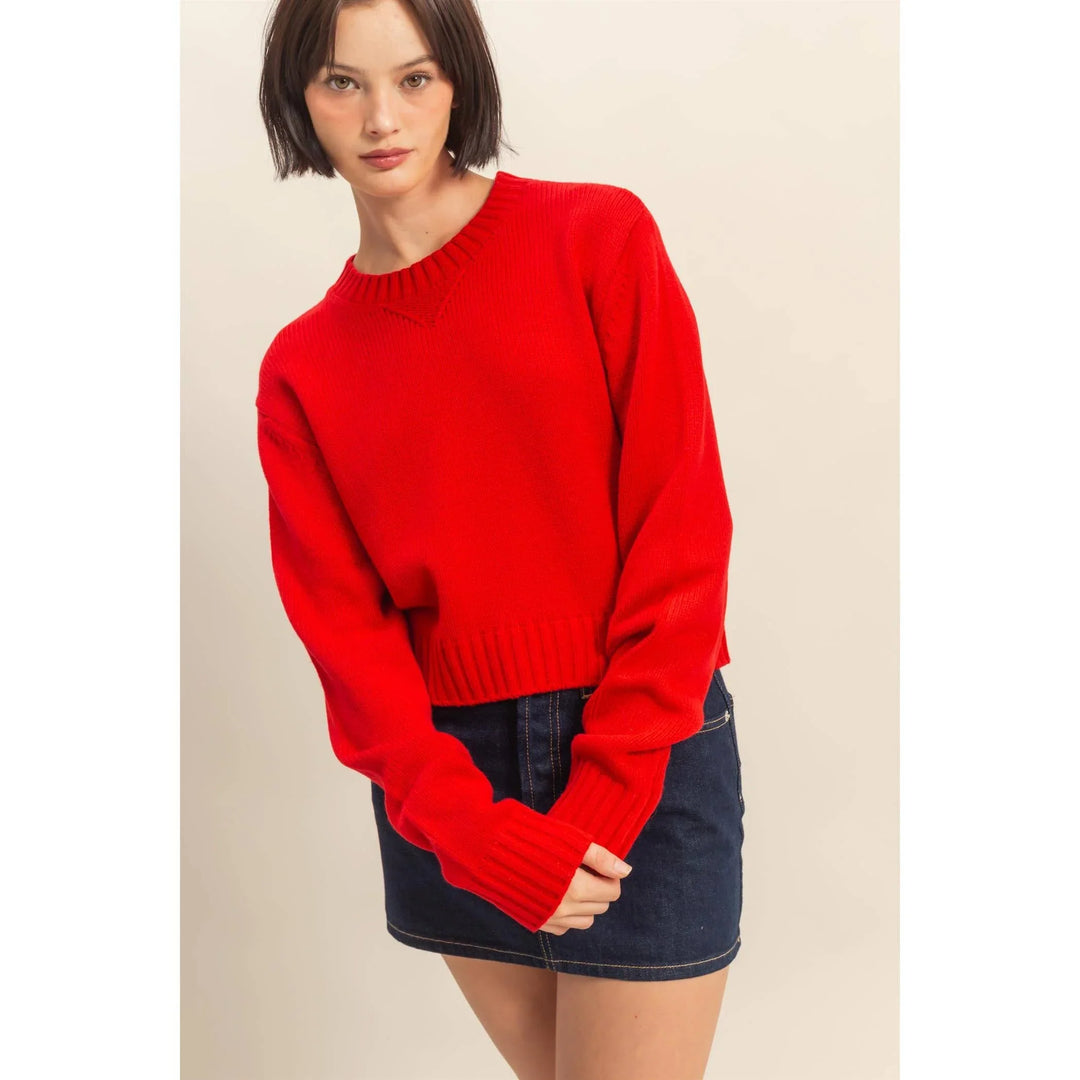 Women's Sweaters - Cropped Long Sleeve Sweater - - Cultured Cloths Apparel