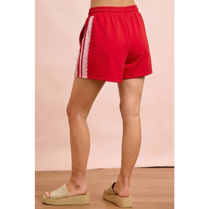 FRENCH TERRY SIDE LACE DRAWSTRING SHORTS