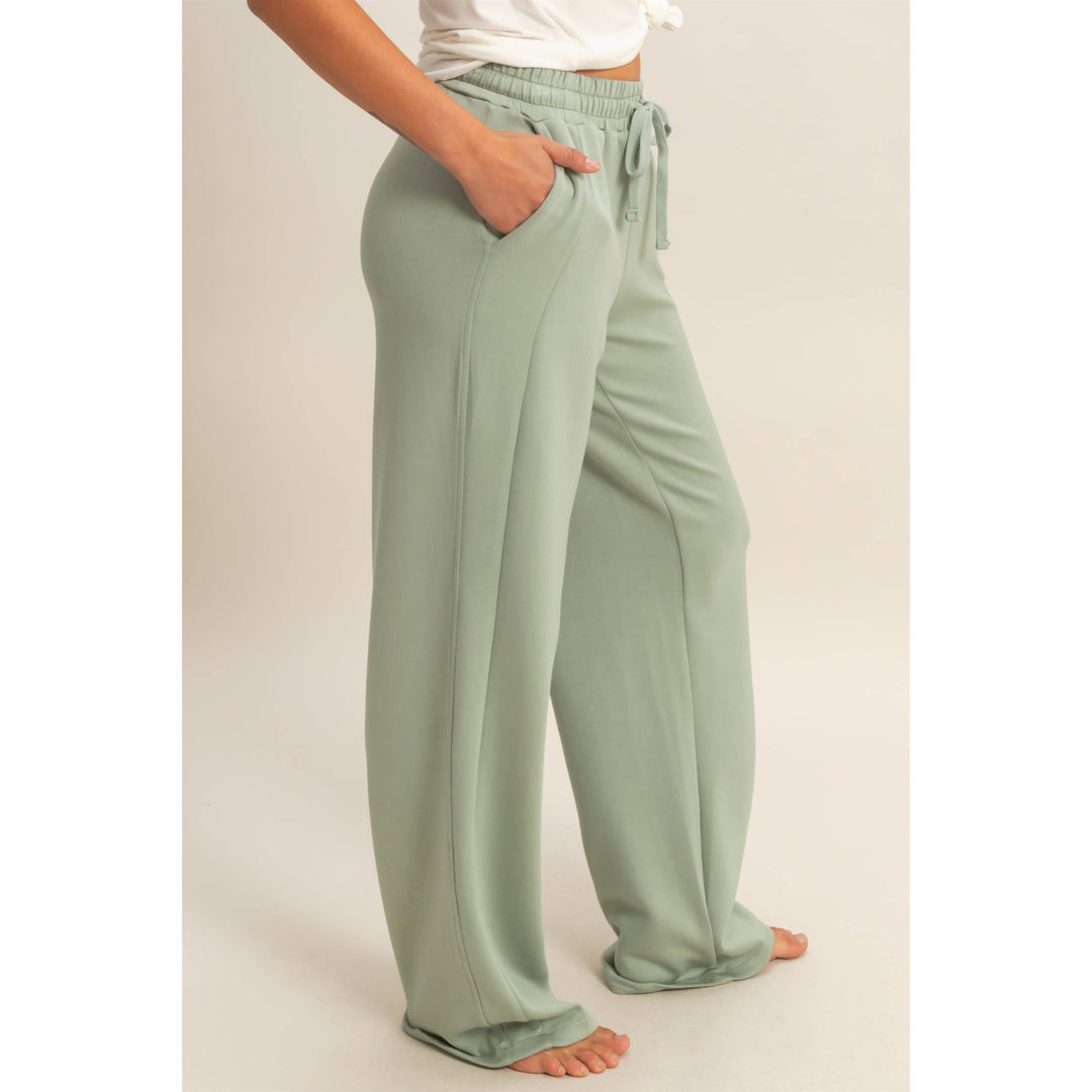 Elastic Waist Wide-Leg Pants
