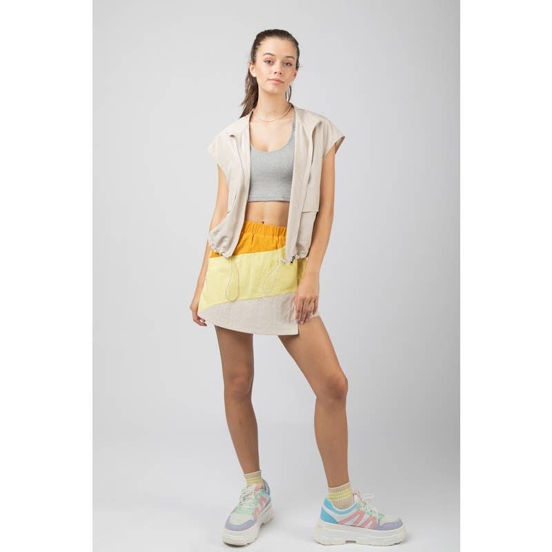 Women's Skirts - Curved Color Block Activewear Skort - - Cultured Cloths Apparel
