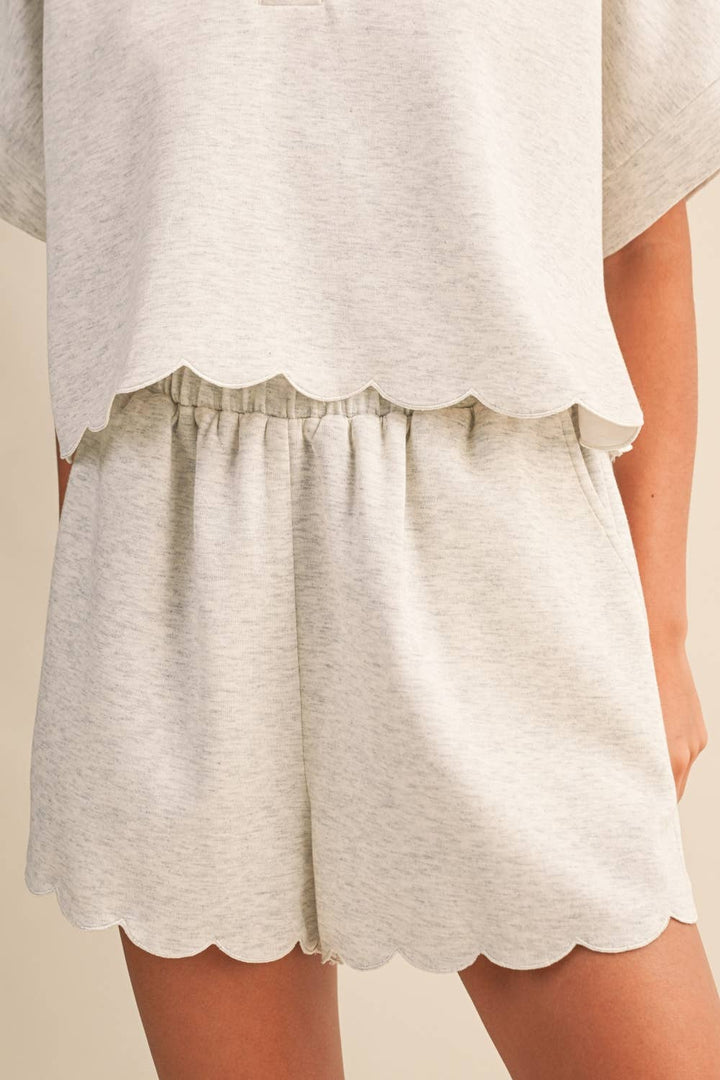 Athleisure - SCALLOPED EDGE COLLAR TUNIC TOP AND SHORTS - - Cultured Cloths Apparel