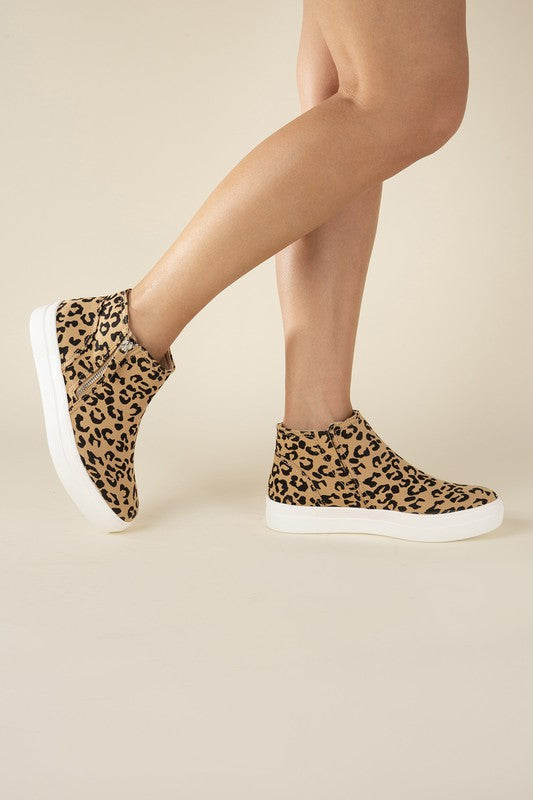  - Route-S High Top Leopard Sneakers - Leopard - Cultured Cloths Apparel