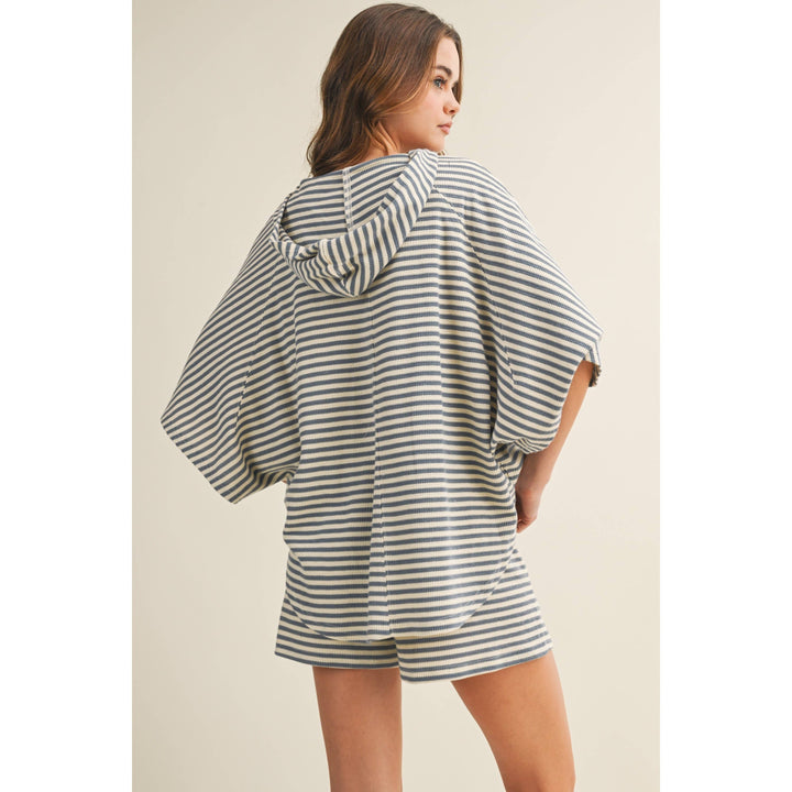Athleisure - Striped Horizon Soft Hoodie Shorts Set - - Cultured Cloths Apparel