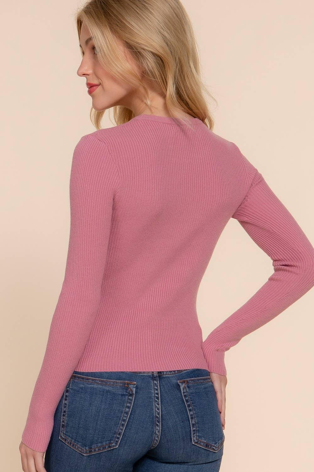 Women's Sweaters - Long Sleeve Crew Neck Viscose Rib Sweater - - Cultured Cloths Apparel