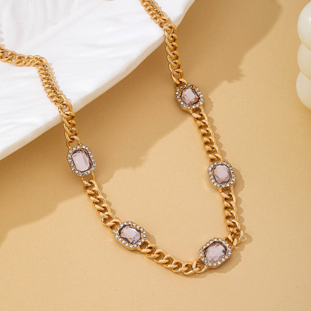 Accessories, Necklaces - Soft Pink Crystal Station Statement Necklace | 80N93382 - - Cultured Cloths Apparel