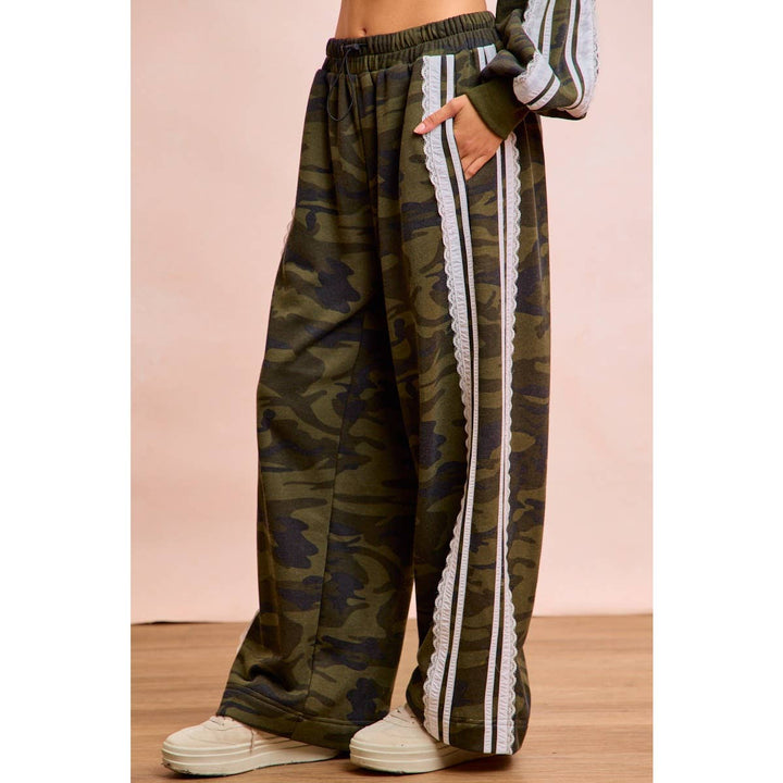Pants - CAMOUFLAGE FRENCH TERRY LACE CONTRAST SWEATPANTS - CAMOUFLAGE - Cultured Cloths Apparel