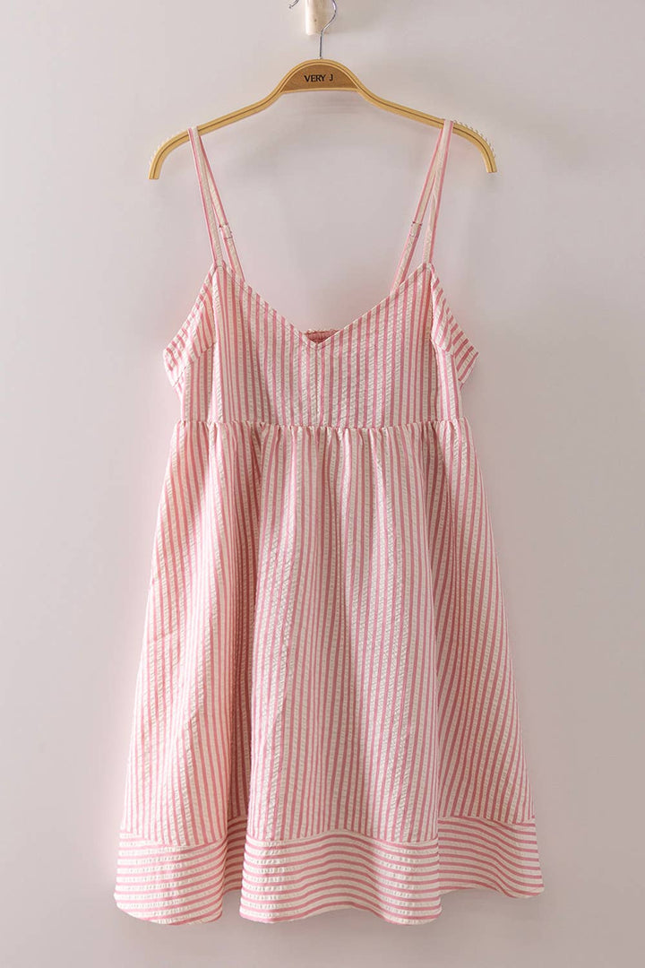 Women's Dresses - Stripe Bow Babydoll Sundress - - Cultured Cloths Apparel