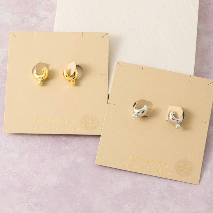 Accessories, Earrings - Gold Dipped Cz Mini Hinge Hoop Earrings - - Cultured Cloths Apparel