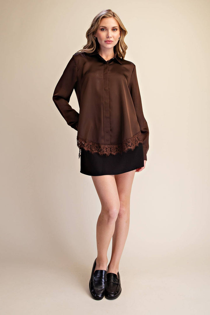Lace Satin Effect Shirt