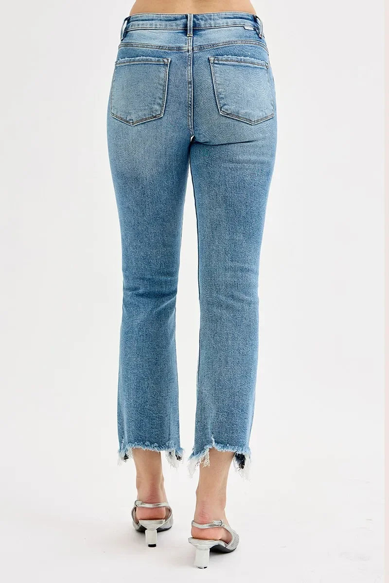 Denim - RISEN Full Size High Rise Crop Straight Slim Jeans Plus Size - - Cultured Cloths Apparel