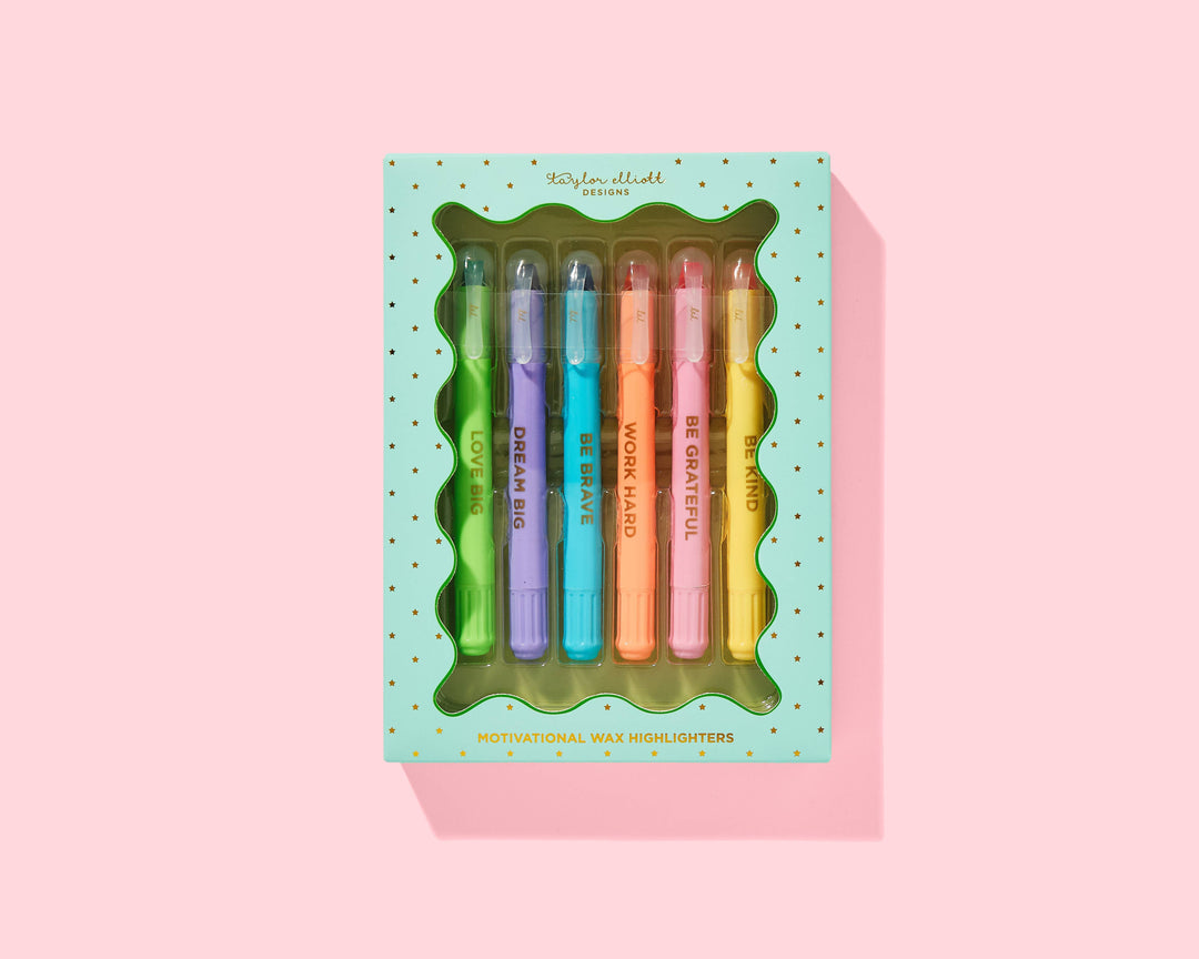 Stationery - Wax Highlighter Set - Motivational - Asst Clrs - 6 Piece Set - - Cultured Cloths Apparel