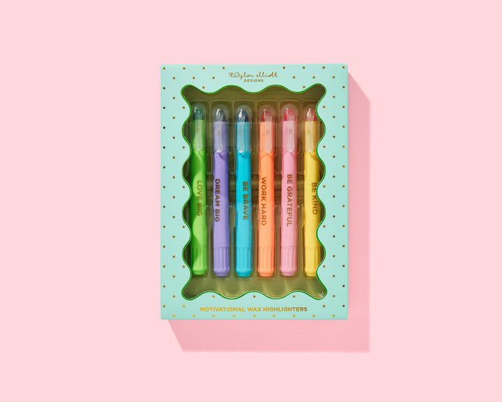 Stationery - Wax Highlighter Set - Motivational - Asst Clrs - 6 Piece Set - - Cultured Cloths Apparel