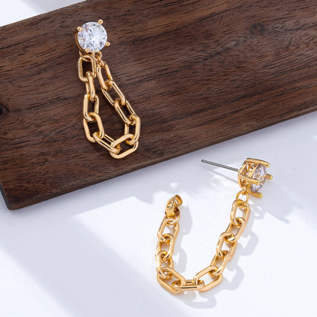 Accessories, Earrings - Crystal Stud Hoop and Drop Link Earrings | 80E62319A - - Cultured Cloths Apparel