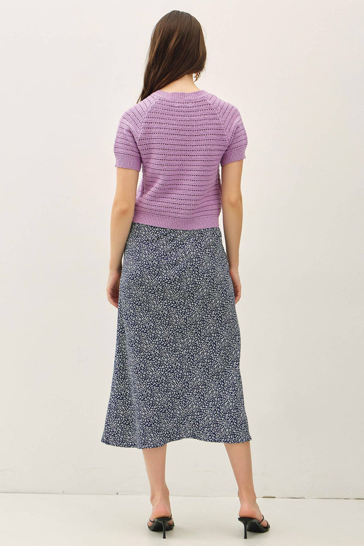 PRINT MIDI SKIRT WITH ELASTIC WAISTBAND