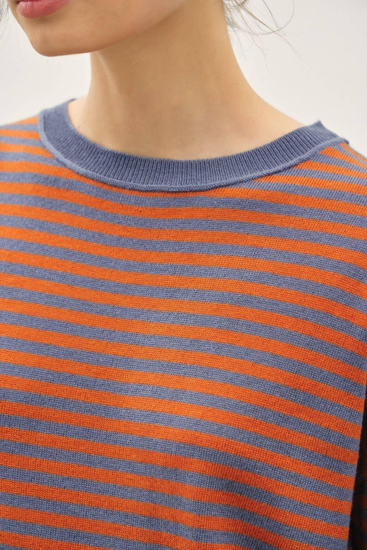 WOOL BLENDED STRIPED SWEATER TOP