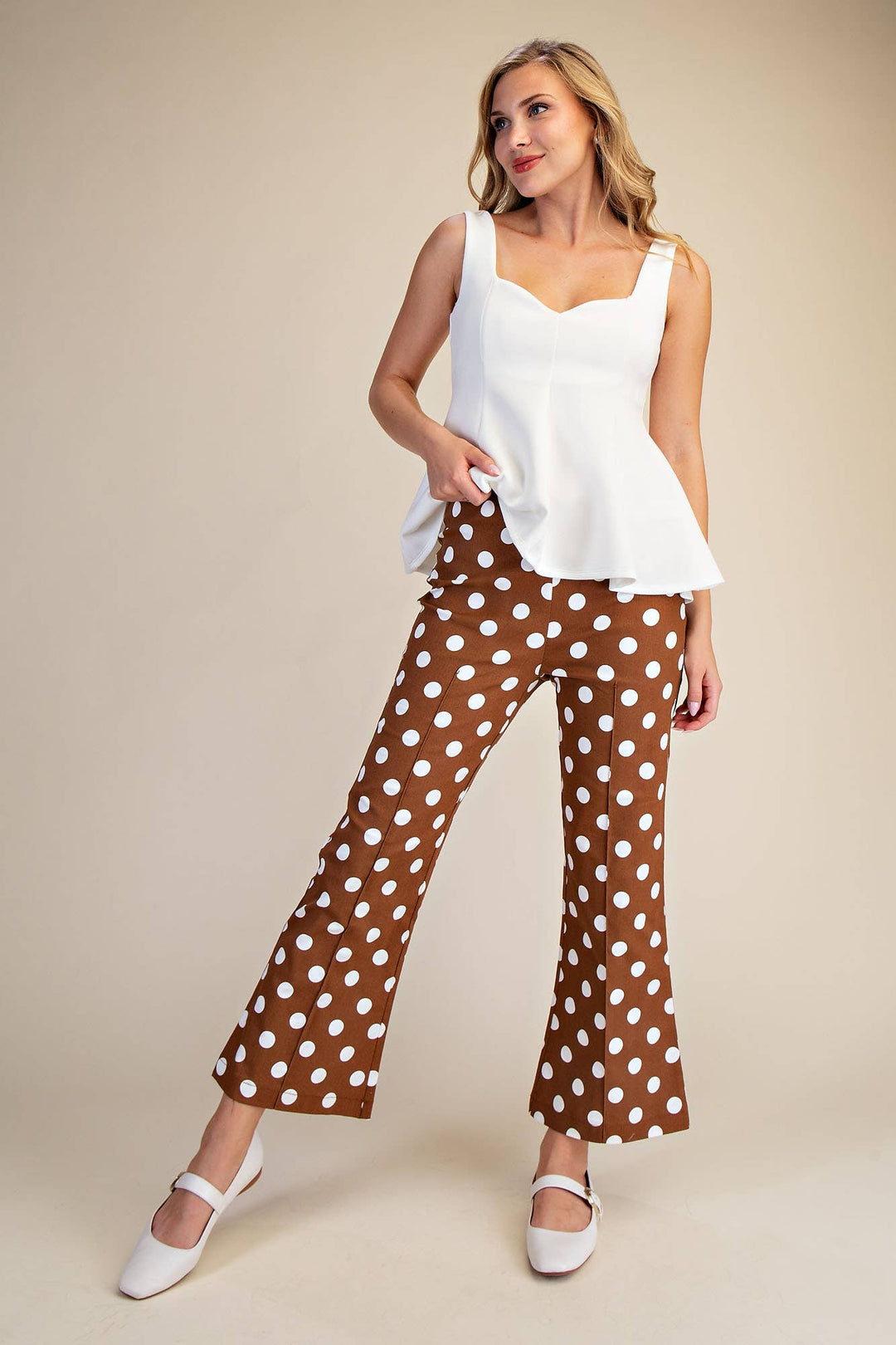 Pants - Flare Crop Dot Pants - - Cultured Cloths Apparel