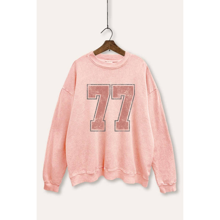 Number 77 Graphic Mineral Wash Sweatshirt