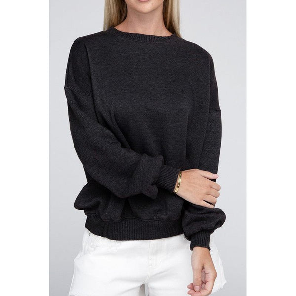 Women's Sweaters - Acid Wash Fleece Oversized Pullover - ASH BLACK - Cultured Cloths Apparel