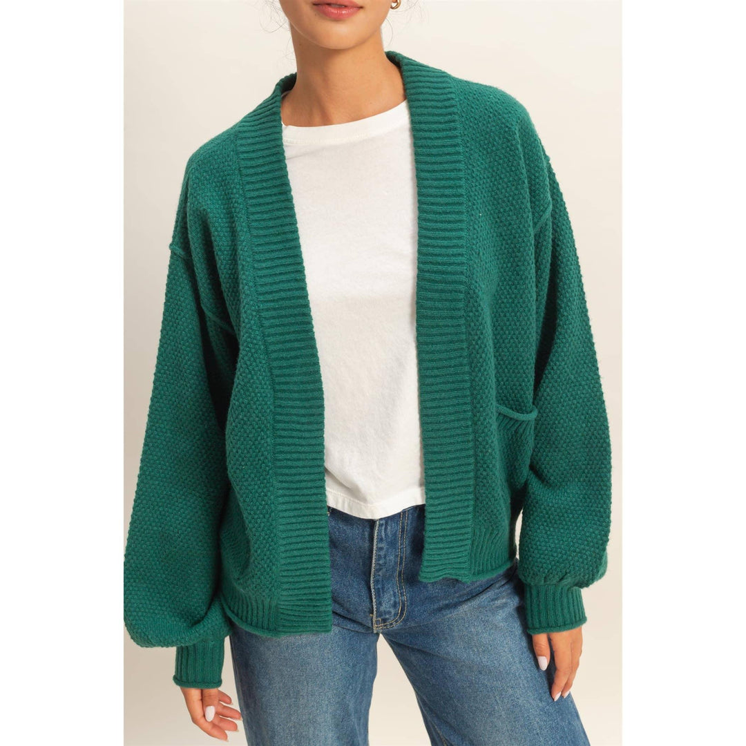 Outerwear - Oversized Textued Knit Cardigan Sweater - - Cultured Cloths Apparel