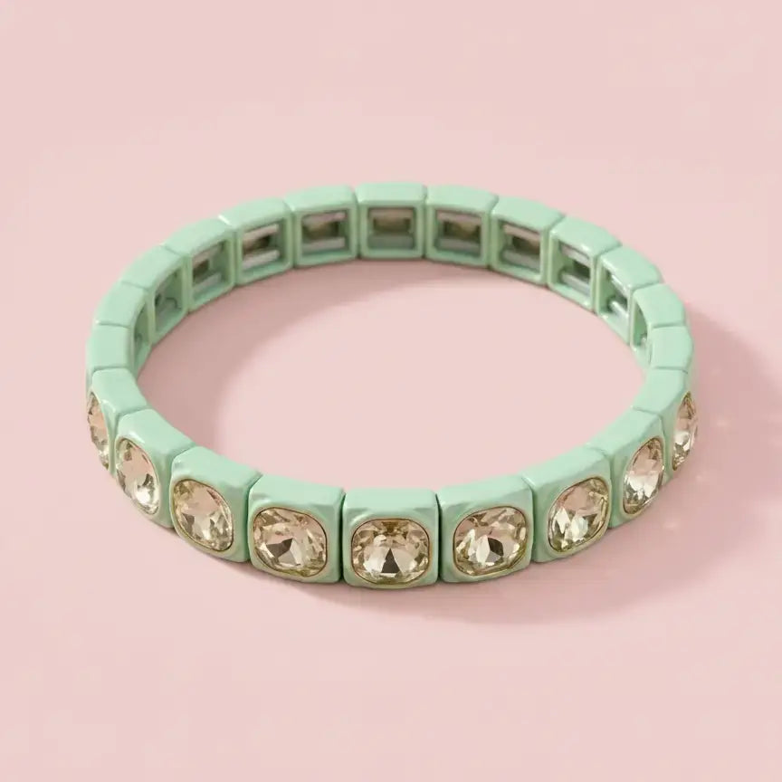 Accessories, Bracelets - Enamel Stretch Bracelet - Small Gems - Zoe - Assorted Colors - - Cultured Cloths Apparel