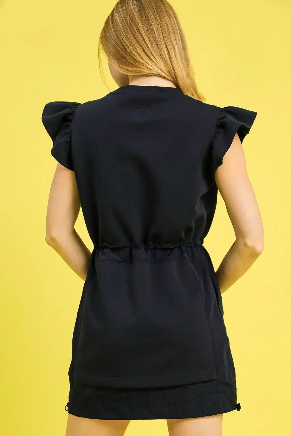 Women's Dresses - Umgee Luxe knit Ruffle Sleeve Drawstring Mini Dress - - Cultured Cloths Apparel