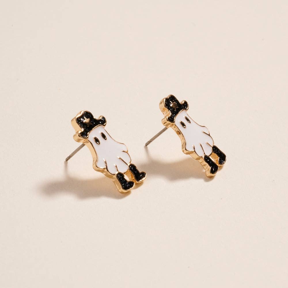 Accessories, Earrings - Cowboy Halloween Ghost Earrings with Hat and Boots - - Cultured Cloths Apparel