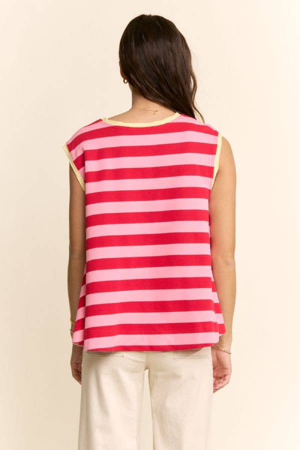STRIPED SLEEVELESS RELAXED FIT TOP