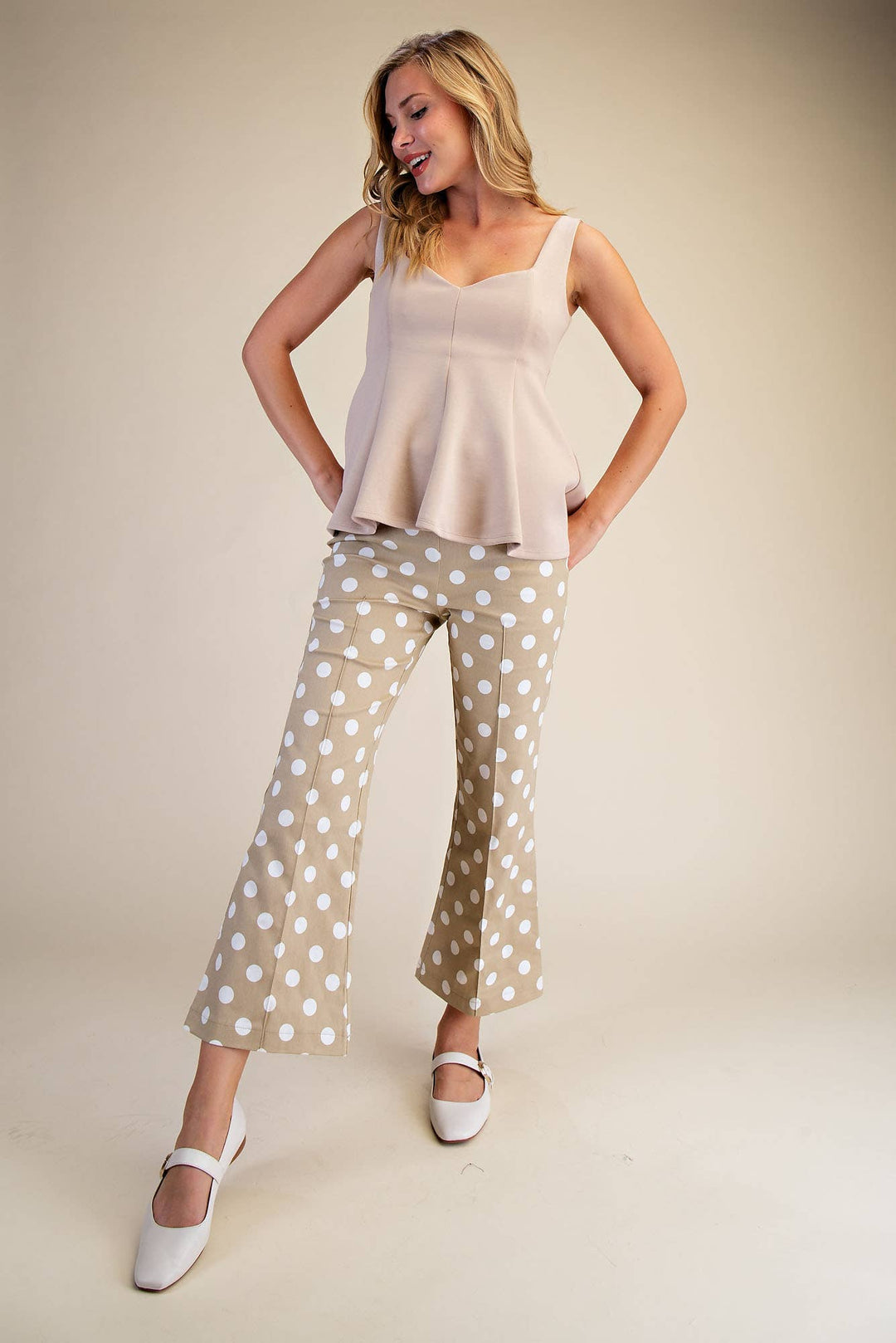 Pants - Flare Crop Dot Pants - - Cultured Cloths Apparel