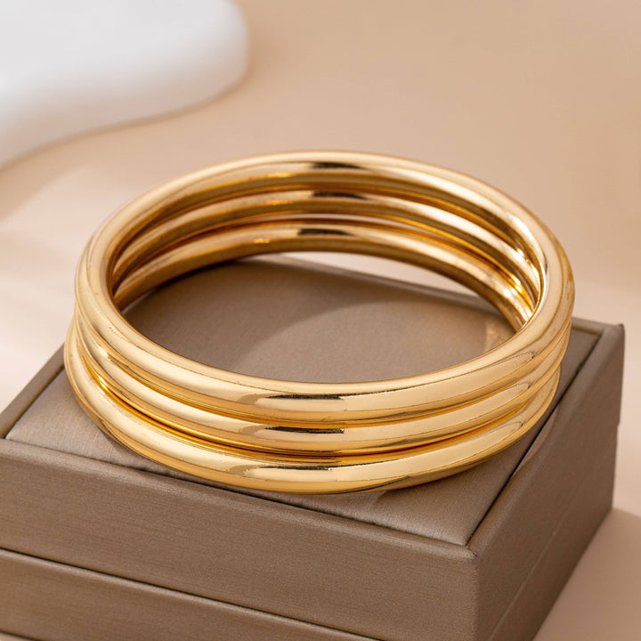 Accessories, Bracelets - Chunky Triple Bangle Set - GOLD - Cultured Cloths Apparel
