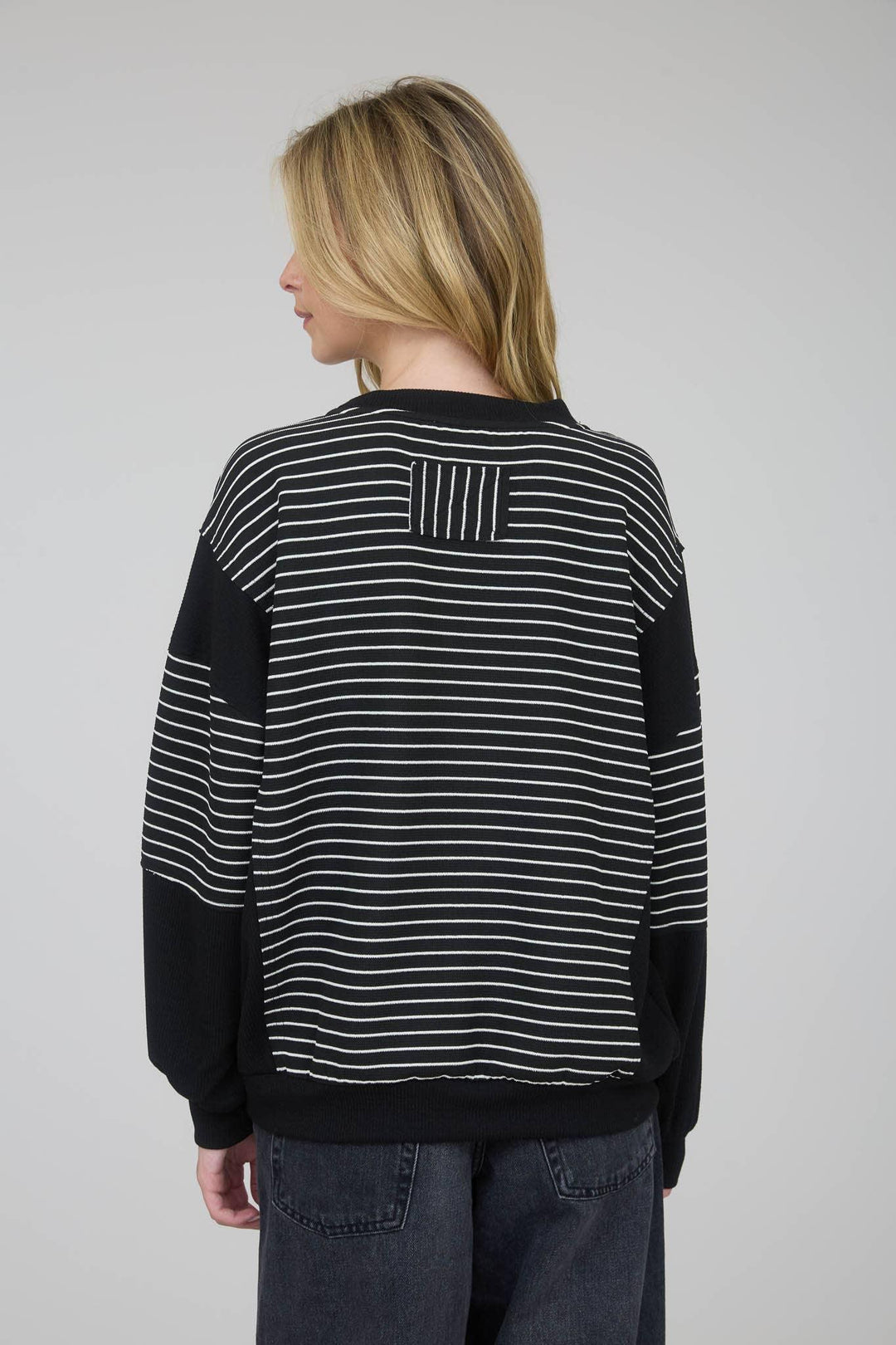Women's Long Sleeve - CONTRAST STRIPE RAW EDGE LONG SLEEVE KNIT TOP - - Cultured Cloths Apparel