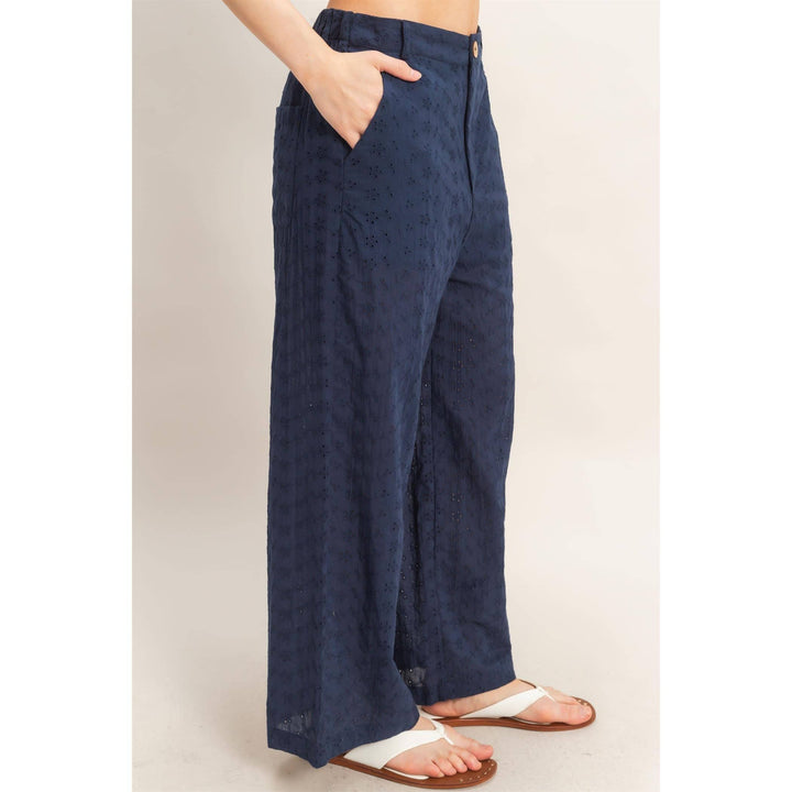 Olive Floral Eyelet Pants