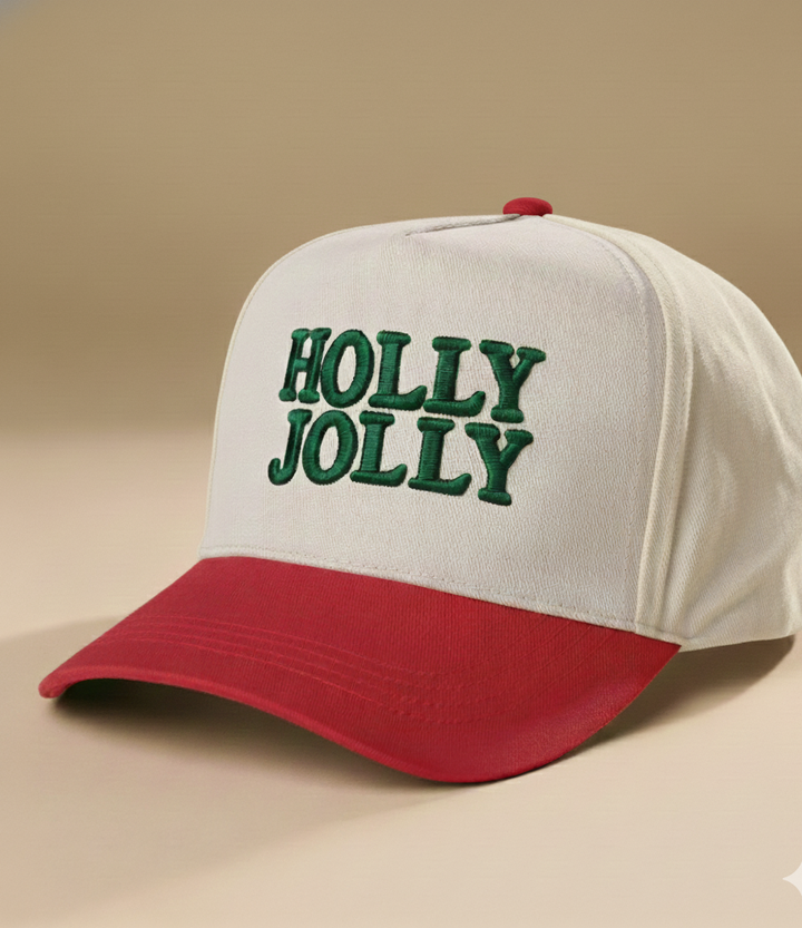 Holly Jolly Embroidered Baseball Cap