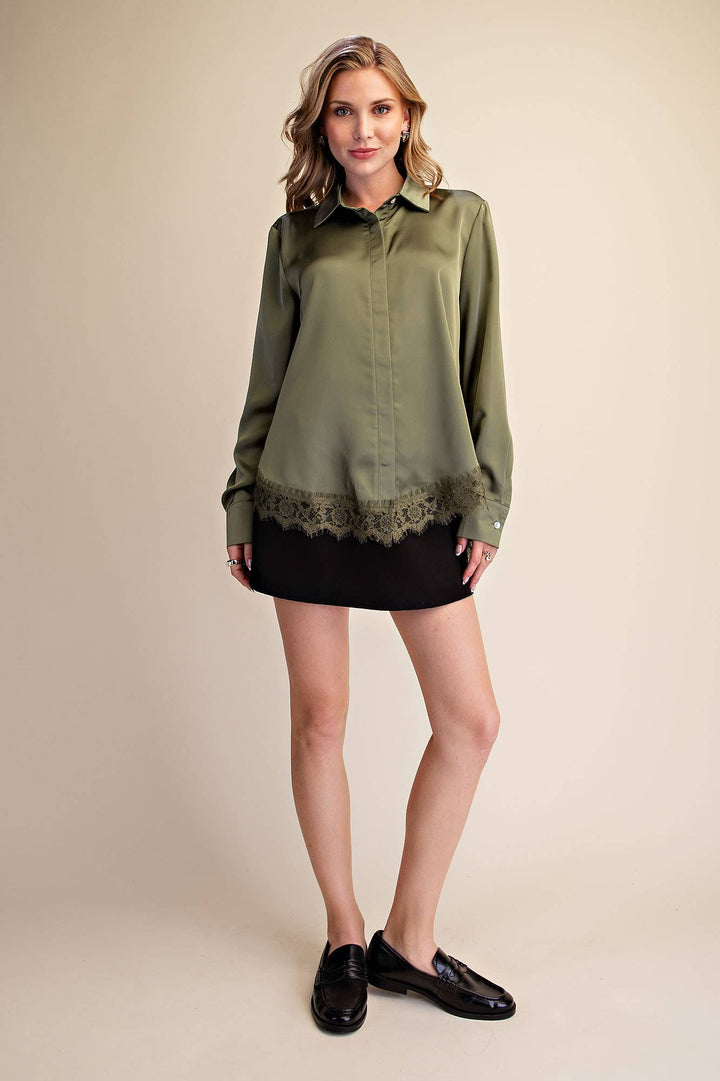 Lace Satin Effect Shirt