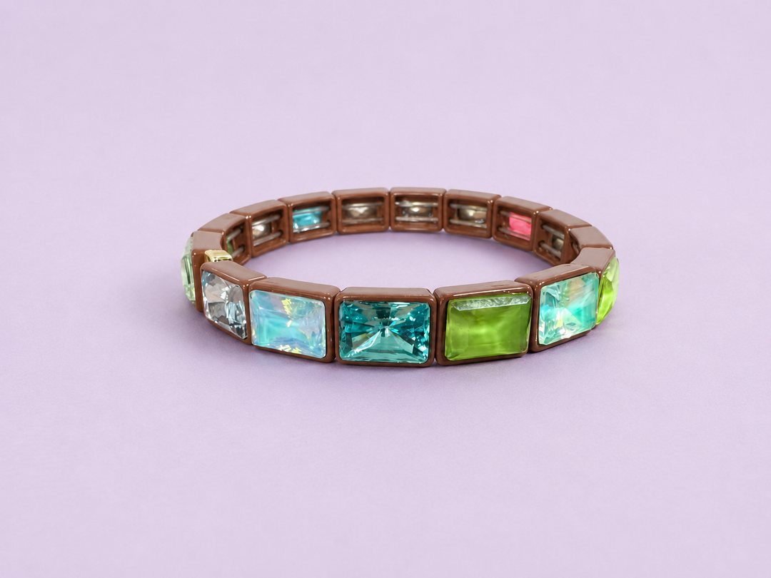 Enamel Stretch Bracelet - Earth Tone Colors