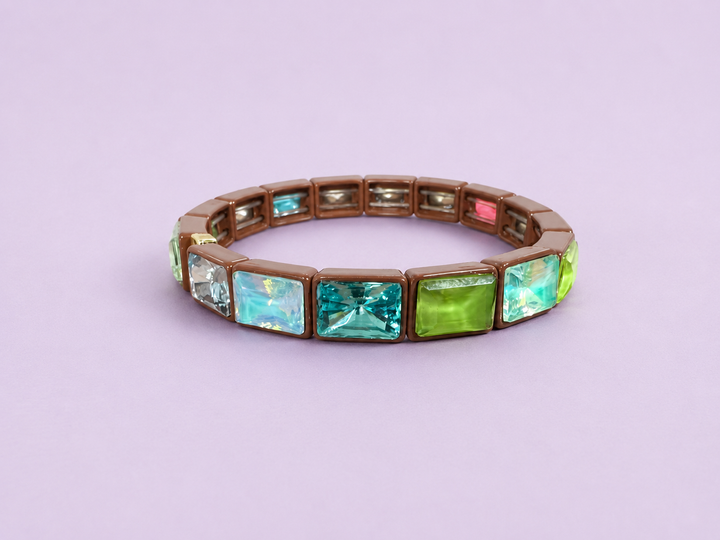 Enamel Stretch Bracelet - Earth Tone Colors