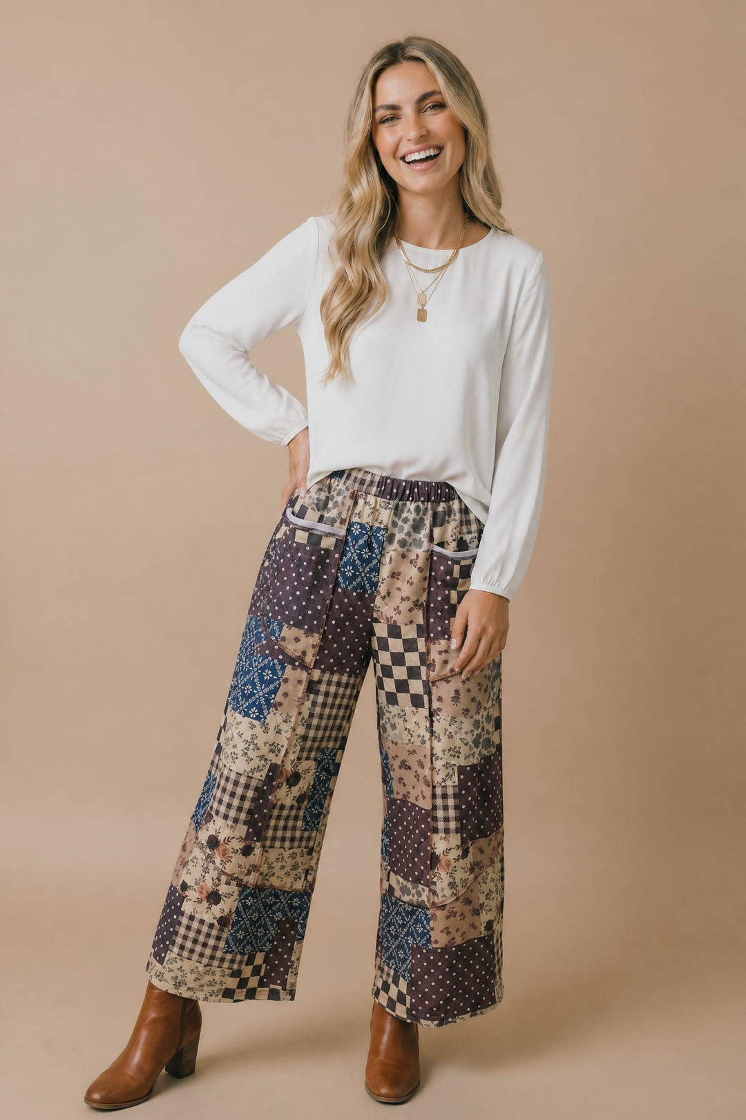 Patchwork Floral French Terry Pants