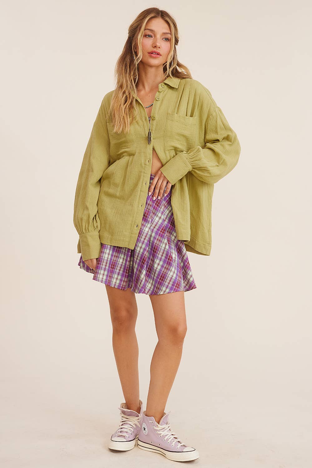 Women's Long Sleeve - Gauze Button-Down Shirt - - Cultured Cloths Apparel