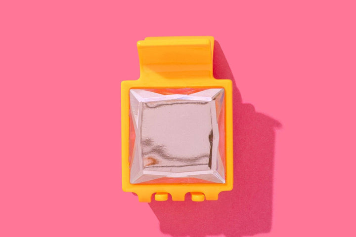 Accessories, Hair - Claw Hair Clip - Sm - Orange w/ Pink Square Stone - - Cultured Cloths Apparel
