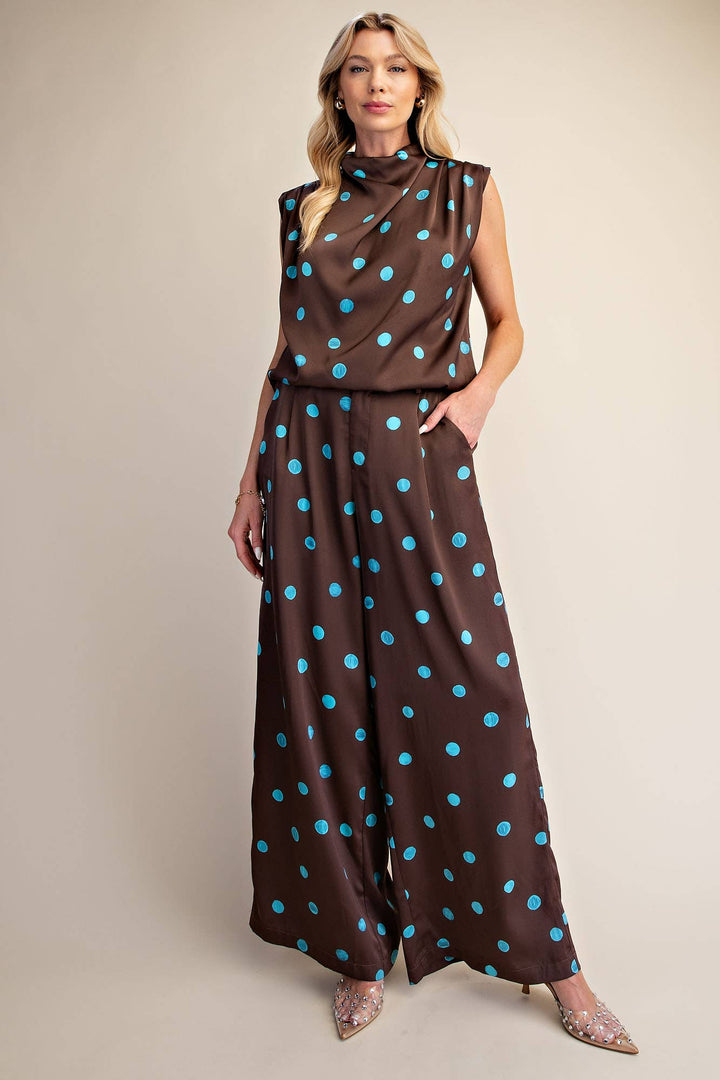 Tailored Wide Polka Dot High Waist Pants