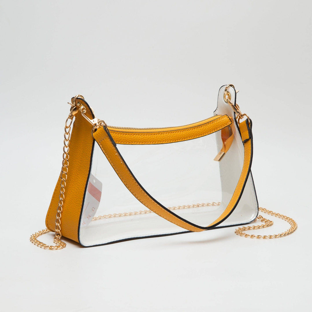 - Marilyn Clear Satchel Bag With Chain Strap - - Cultured Cloths Apparel