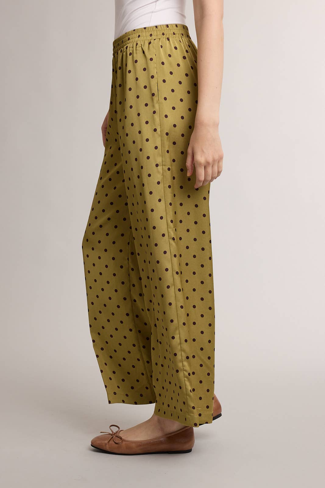 SATIN POLKA DOT WIDE LEG PANTS