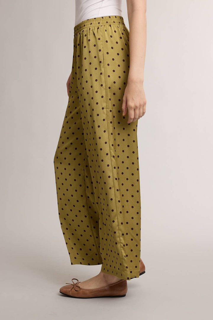 SATIN POLKA DOT WIDE LEG PANTS